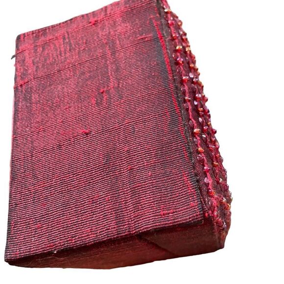 Vintage Red Jewelry Box with bead and tassel 4 x 4 x 3 mirror & removable insert - Picture 10 of 15